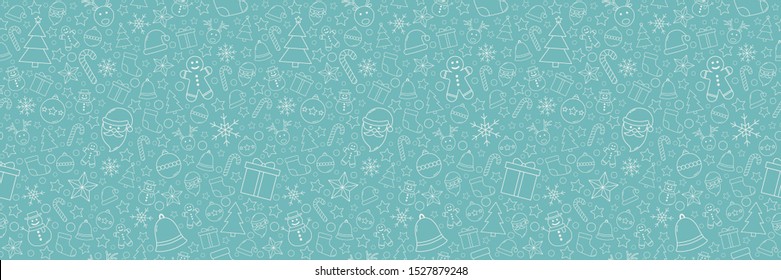 Christmas ornaments on white background. Xmas seamless wrapping paper. Vector