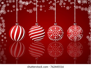 Christmas Ornaments Pack in Red Background