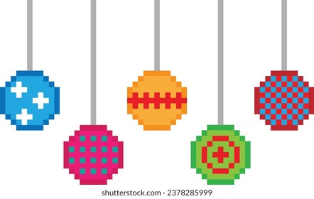 Christmas Ornaments Pixel art vector image or clipart.