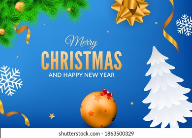 Christmas ornaments poster banner vector graphic design background
