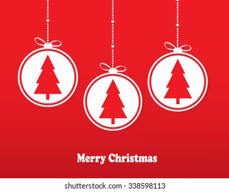 Christmas Ornaments Red Background