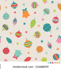 Christmas ornaments seamless pattern background
