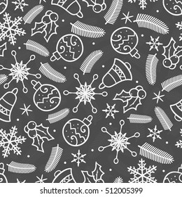 Christmas Ornaments Seamless Pattern. Great for Christmas projects, wrapping paper, backgrounds or printed on fabric or textile.