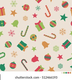 Christmas ornaments seamless vector pattern
