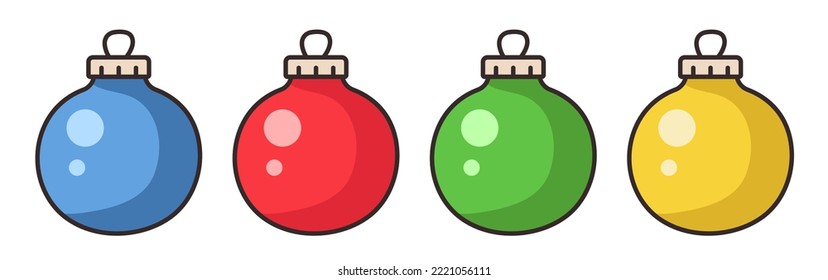 Christmas ornaments. Set of Christmas balls. Vector illustration isolated on white background.