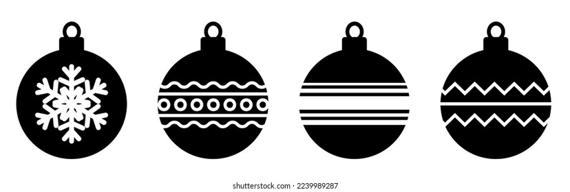 Christmas ornaments. Set of Christmas balls. Vector illustration isolated on white background.