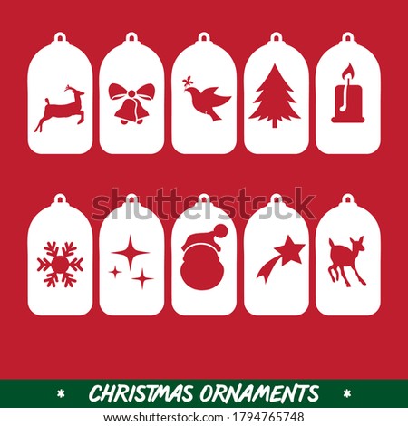 Christmas ornaments Set, Laser - CNC Ready, Christmas Holiday Collection Set, Vector - Illustration