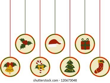 Christmas ornaments set on strings.To see the other vector Christmas illustrations , please check Christmas collection.