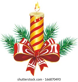 Christmas ornaments, Christmas tree candle bow vector
