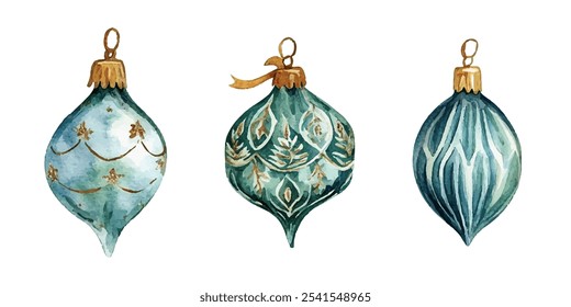 Christmas ornaments in various shapes and colors, perfect for holiday decorations. Each ornament features intricate designs and festive details, adding a touch of elegance to any Christmas tree.