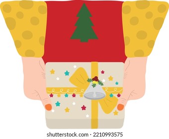 Christmas ornaments. wrapping paper. Christmas print supplies. Merry Christmas Party People Celebrating Christmas Flat Illustration