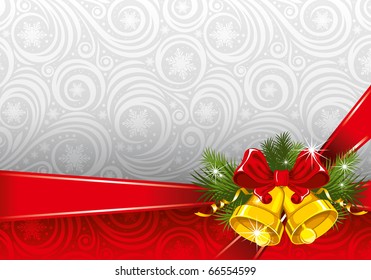 Christmas ornate background with gold bells