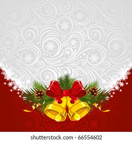 Christmas ornate background with gold bells