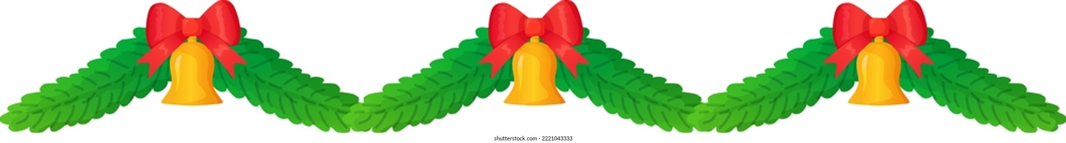 Christmas ornate garland Fir branch with bells