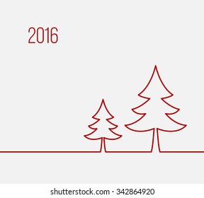 Christmas Outline Background. New Year and Xmas Design Element Template. Christmas Trees Line Design. Vector Illustration.