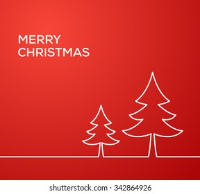 Christmas Outline Background. New Year and Xmas Design Element Template. Christmas Trees Line Design. Vector Illustration.