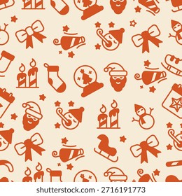 Navidades Icono de contorno sin fisuras patrón de fondo blanco. Ilustración vectorial