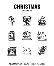 Christmas outline Icon set 2.  Christmas ornamental and decorative element. vector