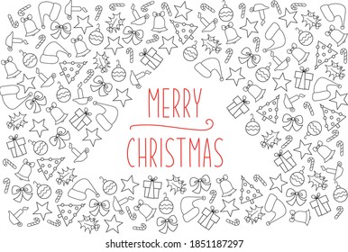 Christmas outline icon set, outline Christmas symbols