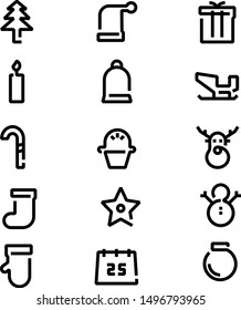 Christmas outline icon set vector