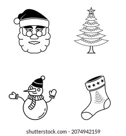 Icono de contorno de Navidad, vector de Navidad aislado