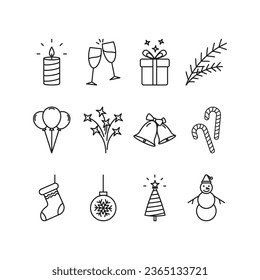 Christmas outline icons vector set