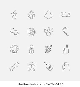 Christmas Outline Icons For Web. Vector illustration.