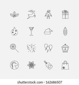 Christmas Outline Icons For Web. Vector illustration.