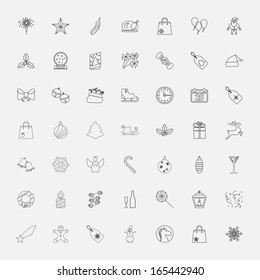 Christmas Outline Icons For Web. Vector illustration.