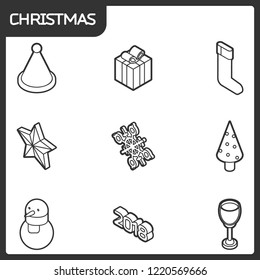 Christmas outline isometric icons