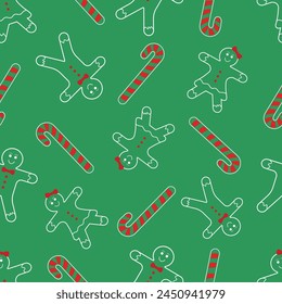 Christmas Outline Seamless Pattern. Christmas and New year Holiday Repeatable Pattern. Decorative Elements Texture for Wallpaper, Gift Wrapping paper, Card or Banner Template or Fabric Textile Prints.