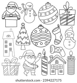 Christmas outline set vector illustration
