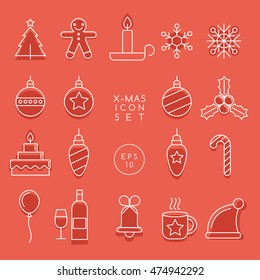 Christmas Outlined Icons : Vector Illustration