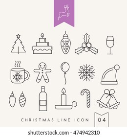Christmas Outlined Icons : Vector Illustration