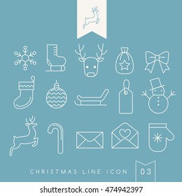 Christmas Outlined Icons : Vector Illustration