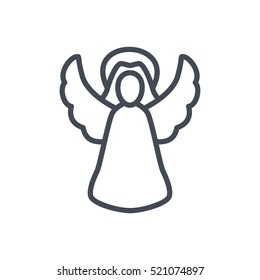 Christmas Outlined Line Icon Vector Angel