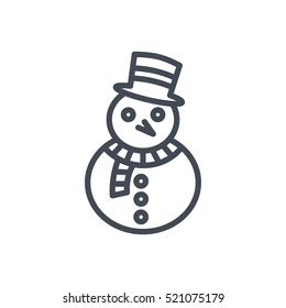 Christmas Outlined Line Icon Vector SnowMan