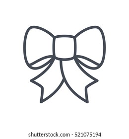 Christmas Outlined Line Icon Vector Ribbon