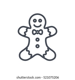 Christmas Outlined Line Icon Vector Gingerbread Cookie