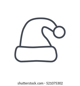 Christmas Outlined Line Icon Vector Santa Hat