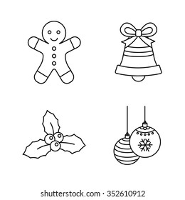 Christmas outlines vector icons