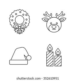 Christmas outlines vector icons