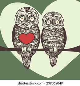 christmas owl couple