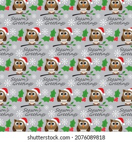 Patrón de búho de Navidad para tarjeta de navidad, diseño de envoltura de regalo