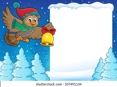 Fotograma 1 del tema del búho de Navidad - ilustración vectorial eps10.