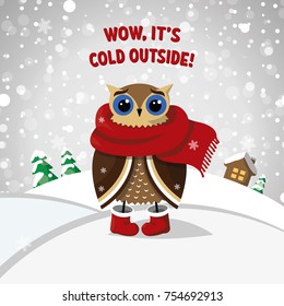Christmas owl. Vector illustration.