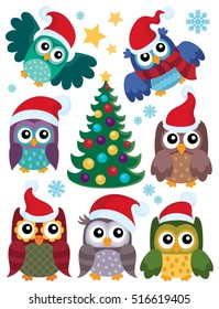 Christmas owls thematic set 1 - eps10 vector illustration.