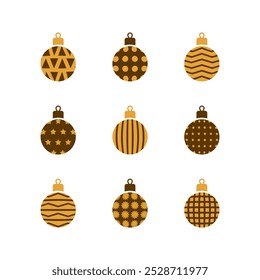 Pacote de Natal Bolas Círculos Padrão Conjunto Dourado