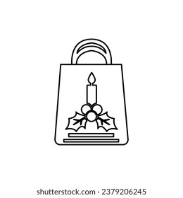 christmas package icon on white background, vector illustration