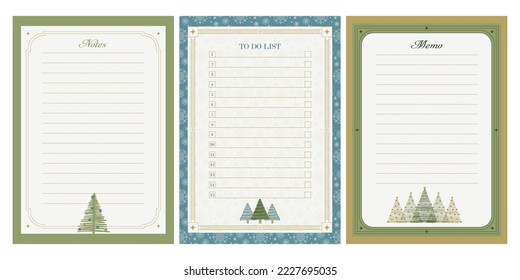 Christmas Page Border, notes or to do list with Elegant frame. Vector illustration